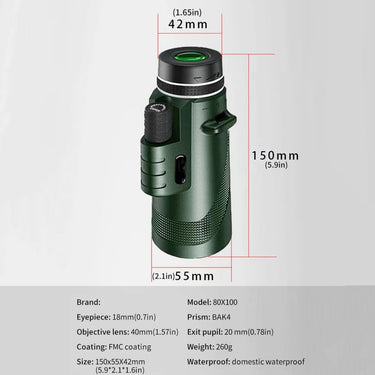 80x100 HD Monocular Telescope for Adventure Seekers - InspiredGrabs.com